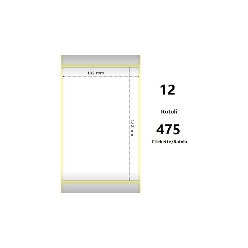 White 102x152mm, 475 Et/Rotolo Z-1000D,4x6x1 Core ,12 Rolls