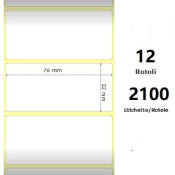 White 70x32mm,2100 Et/Rotolo Z-1000D,2.8x1.3x1Core ,12 Rolls