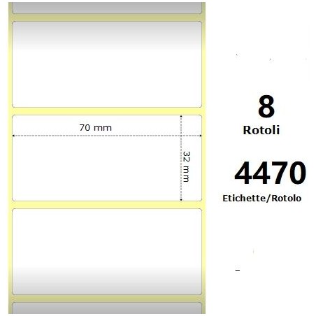 White 70x32mm,4470 Et/Rotolo Z-1000D,2.8x1.3x3 Core,8 Rolls