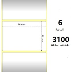 White 76x51mm,3100 Et/Rotolo Z-1000D, 3x2x3 Core, 6 Rolls