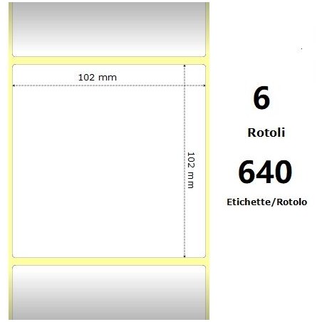 White 102x102mm, 640 Et/Rotolo Z-2000D 4x4x 1 Core, 6 Rolls