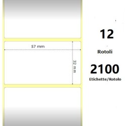 White 57x32mm, 2100Et/Rotolo Z-2000D 2.25x1.25x1Core,12Rolls