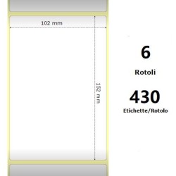 White 102x152mm, 430 Et/Rotolo Z-2000D 4x6x1 Core, 6 Rolls