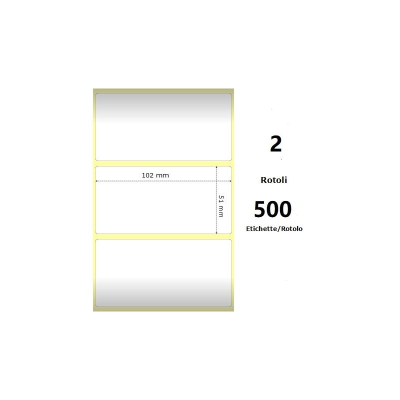 White 102x51mm, 500 Et/Rotolo Z-2000D 4x2x3 Core, 2 Rolls