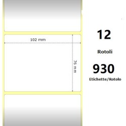 White 102x76mm, 930 Et/Rotolo Z-2000D 4x3x1 Core, 12 Rolls