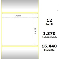 White 57x51mm,1370 Et/Rotolo Z-2000D, 2.2x2x1 Core, 12 Rolls