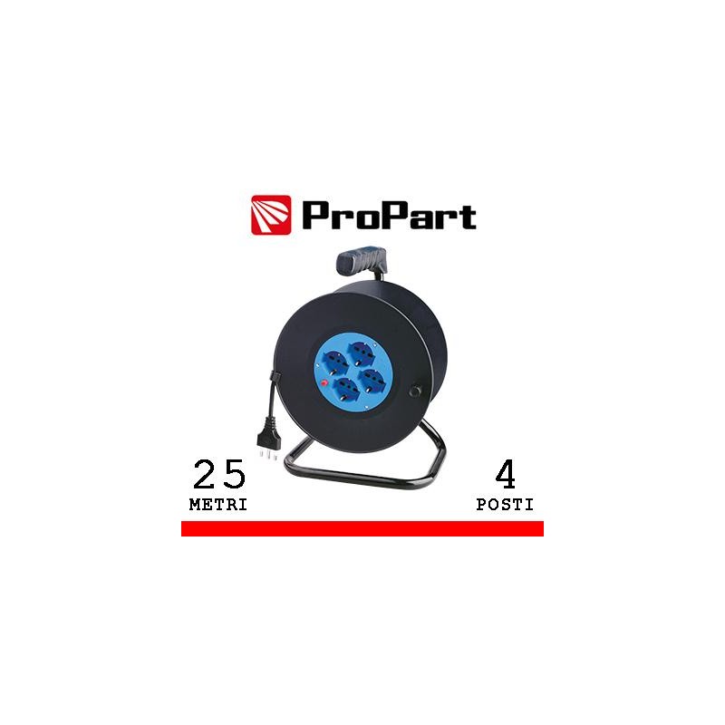 Avvolgicavo 4pos bipasso/schuko 25metri con protez. termica