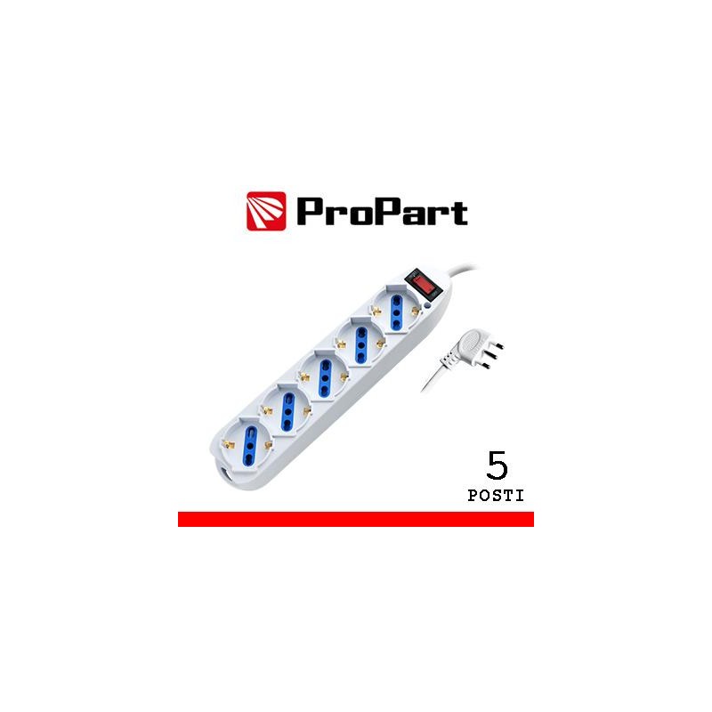 Multipresa 5pos bipasso/schuko spina10A +interr.