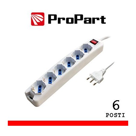 Multipresa 6pos bipasso/schuko spina16A +interr.