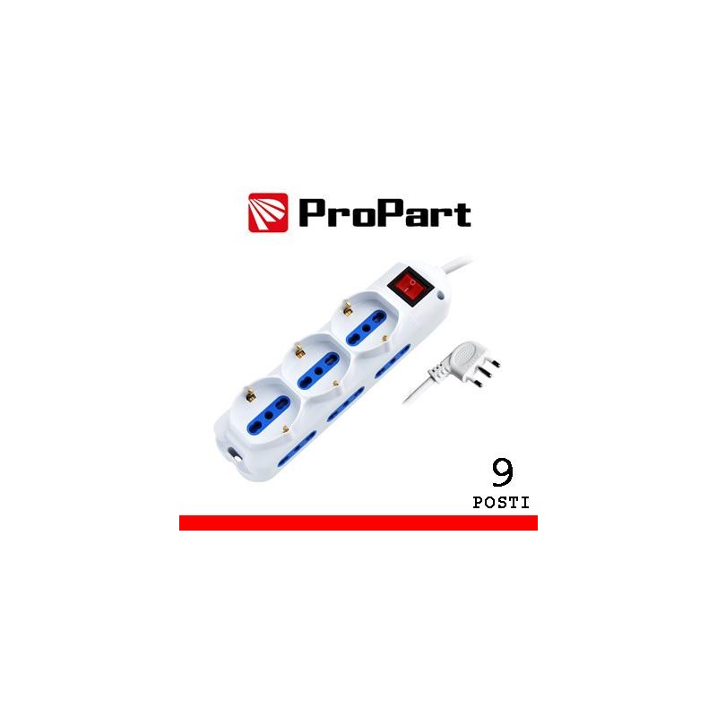 Multipresa 9pos bipasso + bipasso/schuko spina16A +interr.