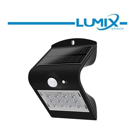 Lampada da parete LED solare senza fili con Sensori 220lm NERO