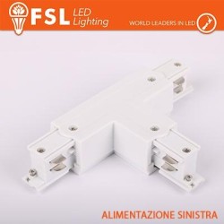 FSL Connettore Forma T sinistra per Binario Trifase - Colore BIANCO