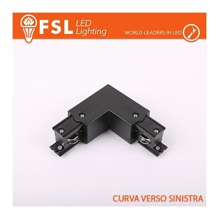 FSL Connettore Forma L sinistra per Binario Trifase - Colore NERO