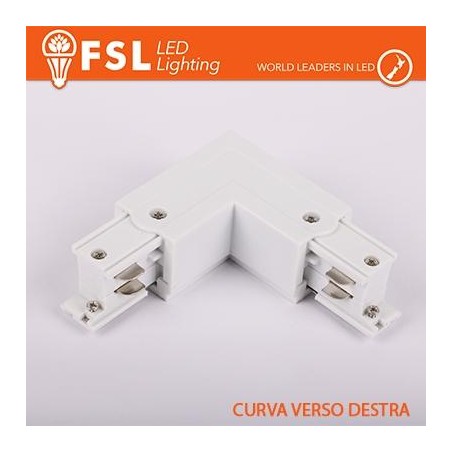 FSL Connettore Forma L destra per Binario Trifase - Colore BIANCO