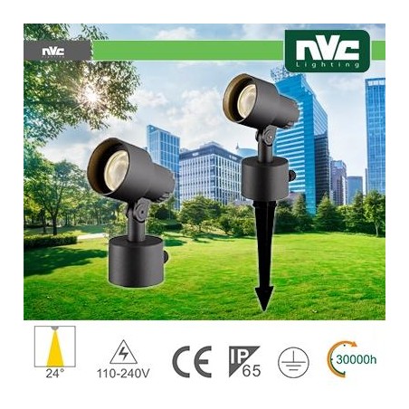 Faretto da giardino con picchetto 9W 3000K IP65 24°