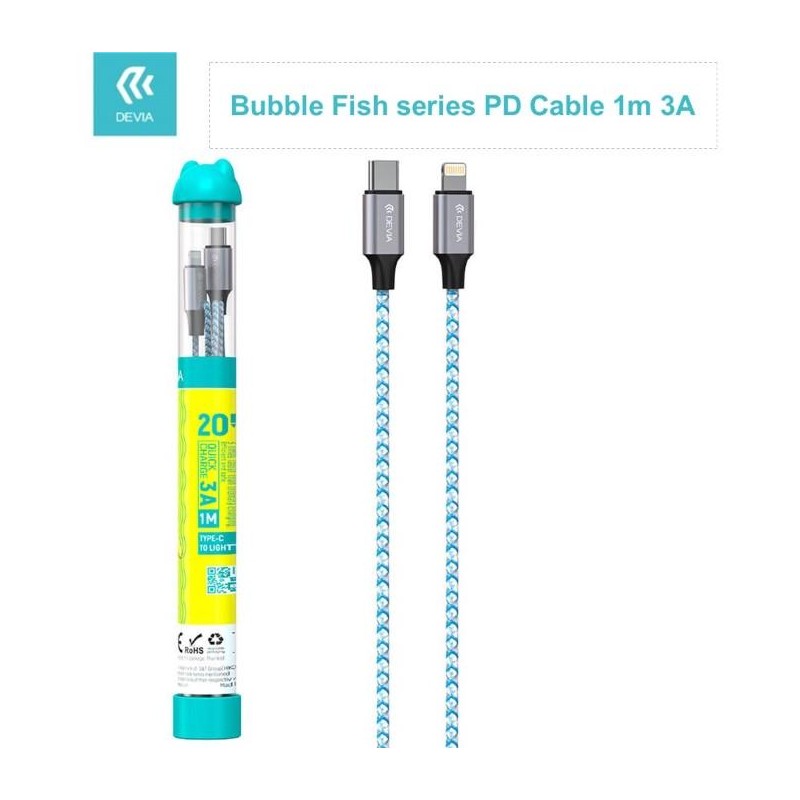 Cavo Bubble Tipo-C - Lightning 3A Per carica rapida PD Nero