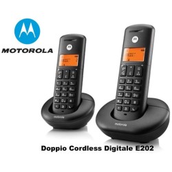 TELEFONO CORDLESS DOPPIO E202 MOTOROLA NERO