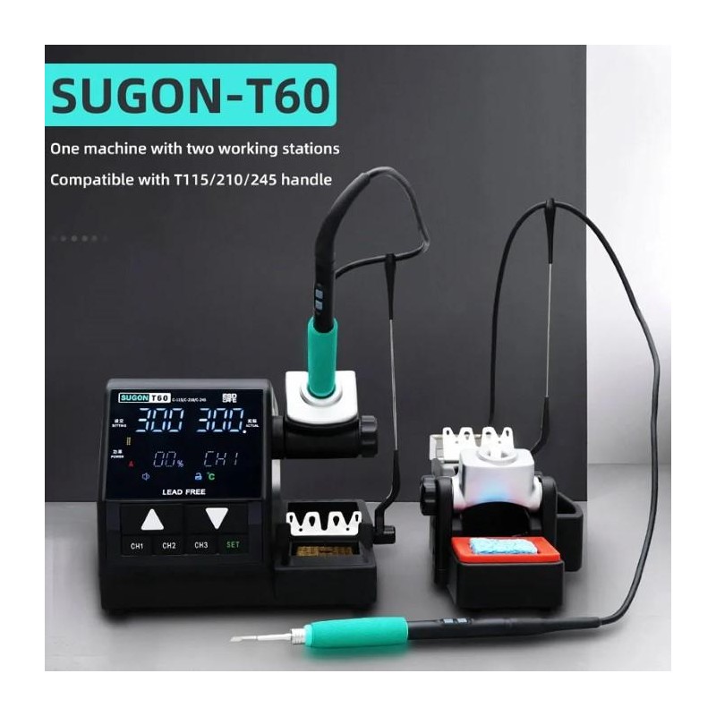 Stazione Doppia di saldatura SUGON T60 con impugnatura C210 160W