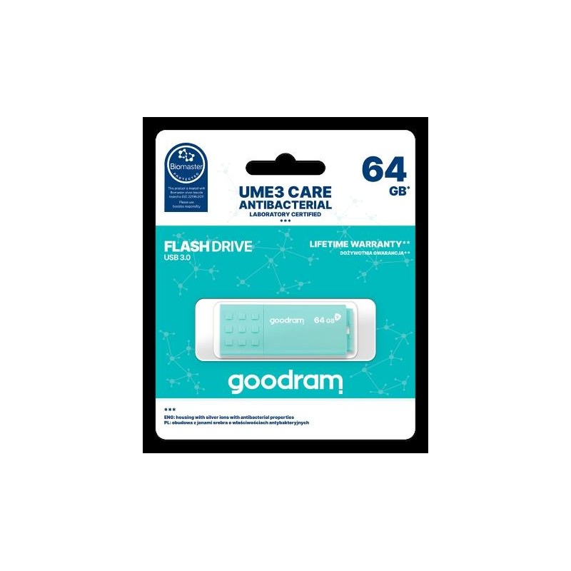 Pendrive GoodRAM 64GB UME3 CARE - ANTIBATTERICA - USB 3.0