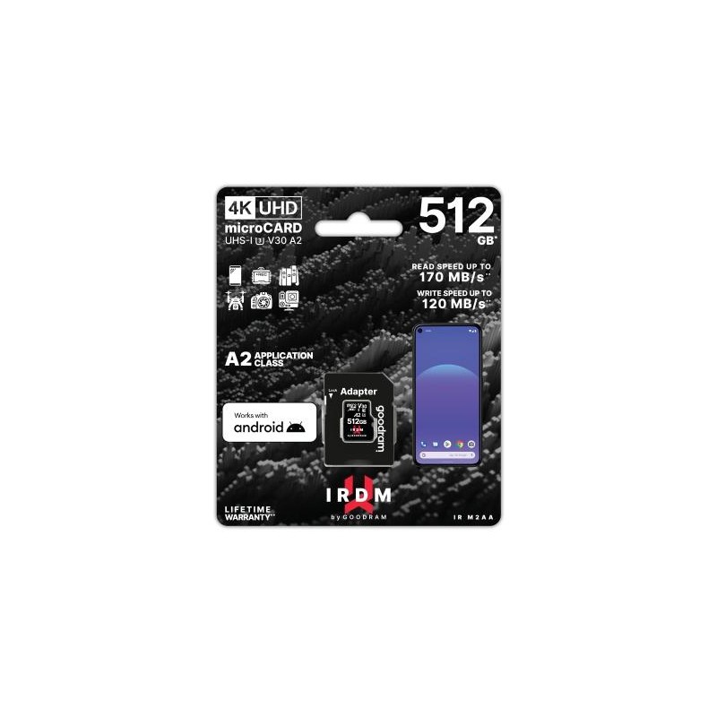 microSD IRDM by GoodRAM 512GB UHS I U3 A2 + adapter