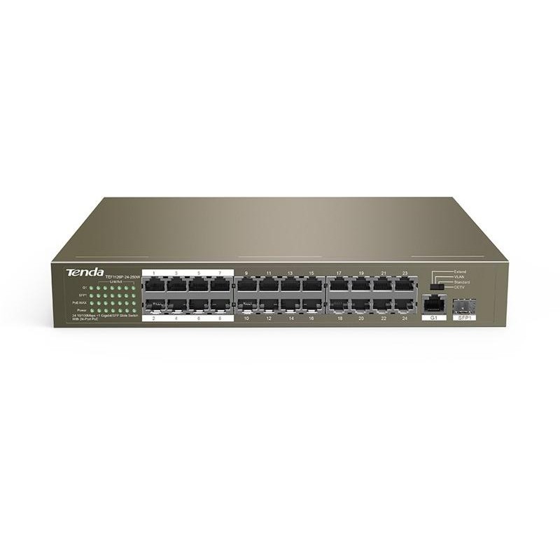 Tenda switch 24 ports PoE 10/100Mbps + 1 GE/SFP - Business