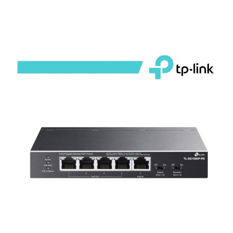 TP-Link 5-Porte Gigabit Desktop PoE+ Switch con 1-Port PoE++ In e 4-Port PoE+Out