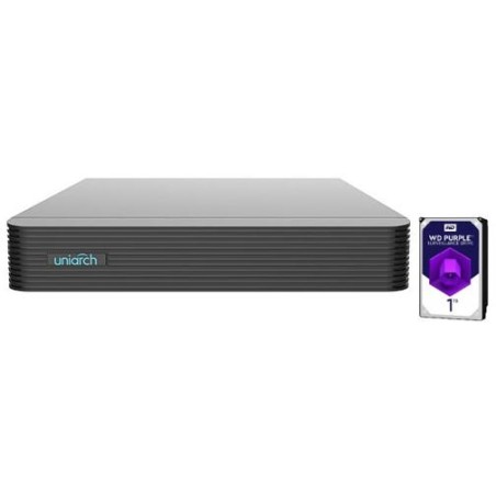 NVR Uniarch 4 Canali 8 Megapixel, senza Poe,1 HardDisk 1TB