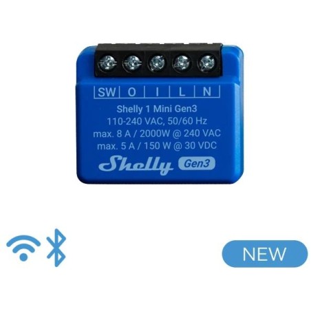 Shelly 1 Mini Gen 3 - Smart Relay 8A AC/DC WiFi/BT