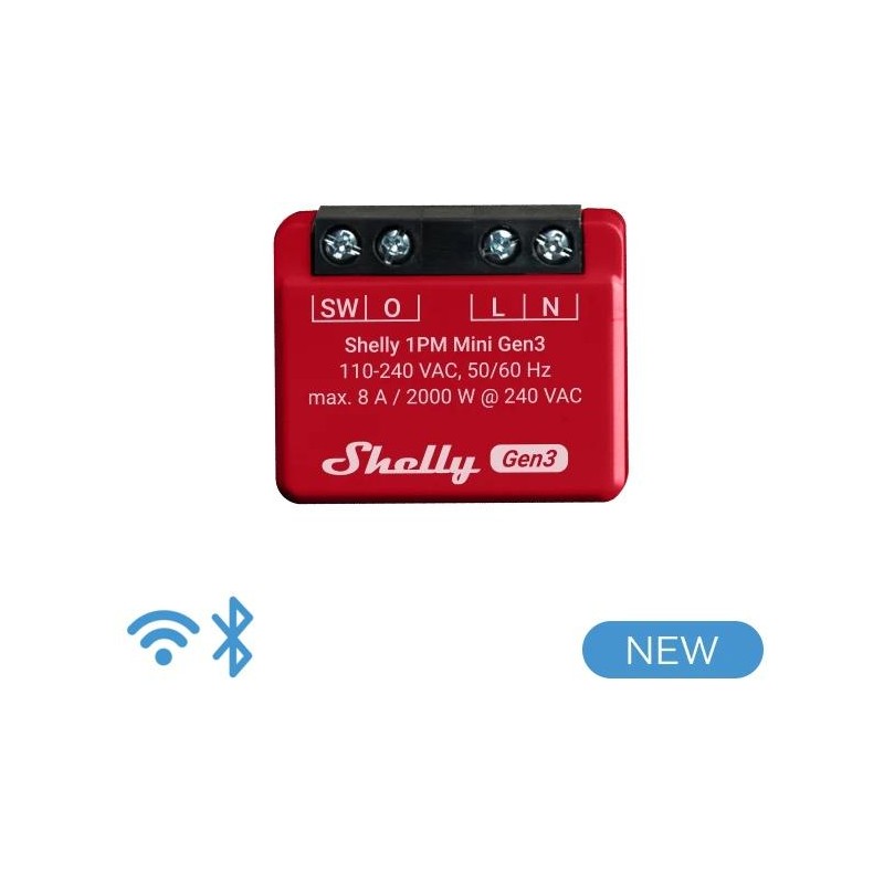 Shelly 1PM Mini Gen 3  - Smart Relay 8A AC WiFi/BT + PM