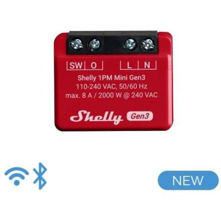 Shelly 1PM Mini Gen 3  - Smart Relay 8A AC WiFi/BT + PM