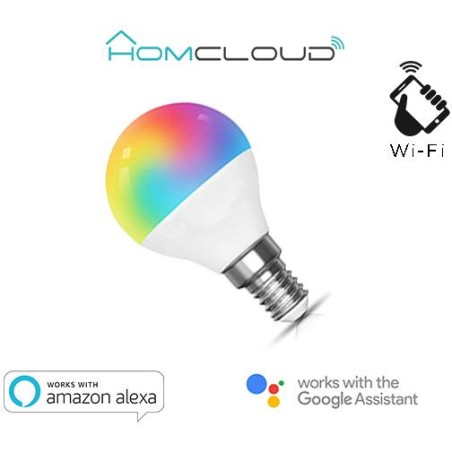 Lampadina Wi-Fi + Bluetooth RGB+Bianco caldo E14 G45 dimm